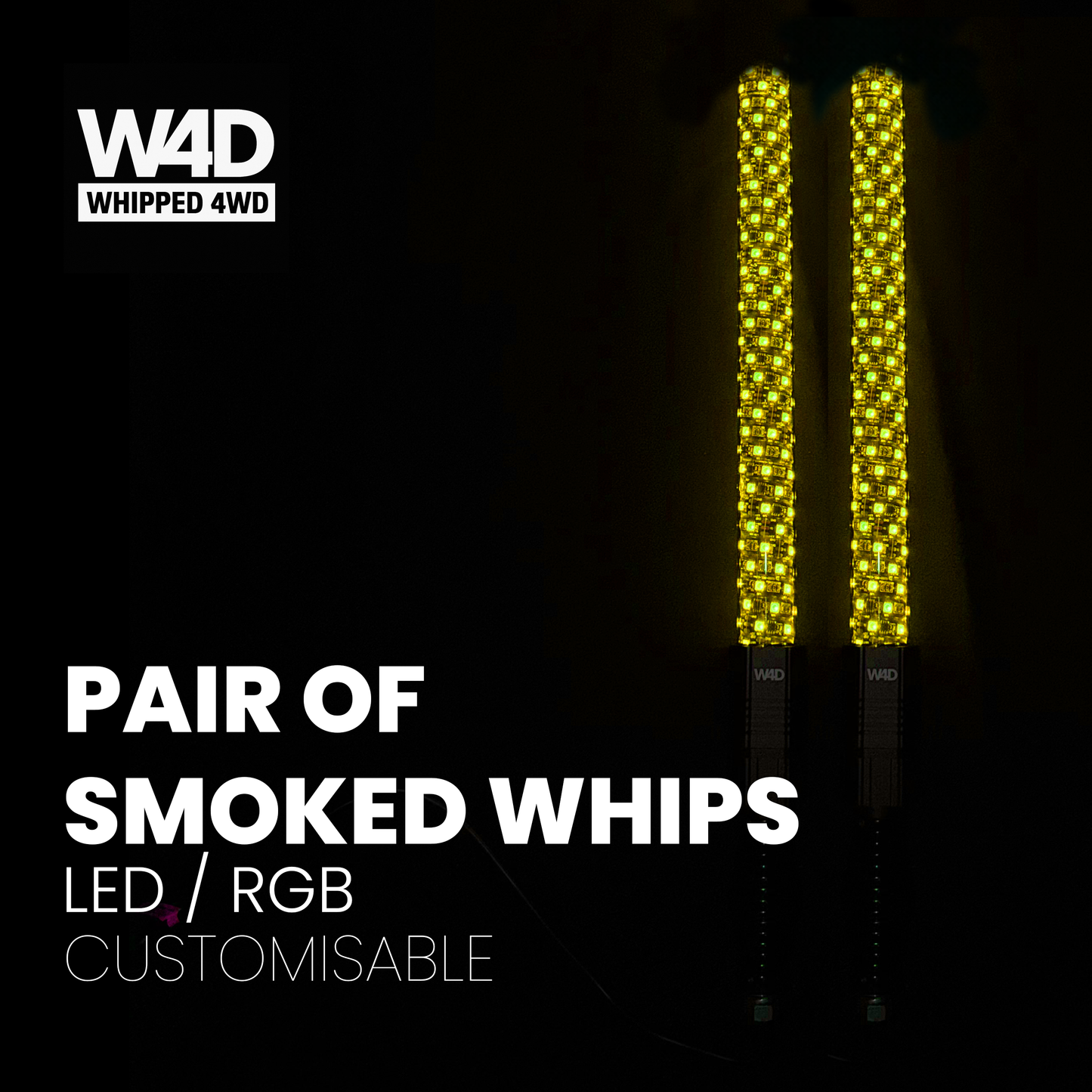 3FT SMOKED LED FLEXI RGB WHIP LIGHTS