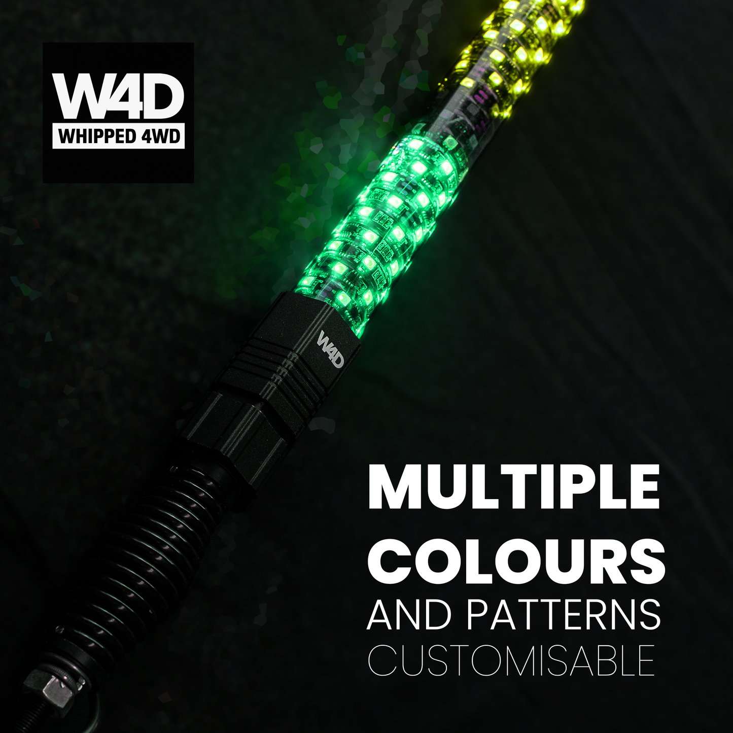 3FT SMOKED LED FLEXI RGB WHIP LIGHTS