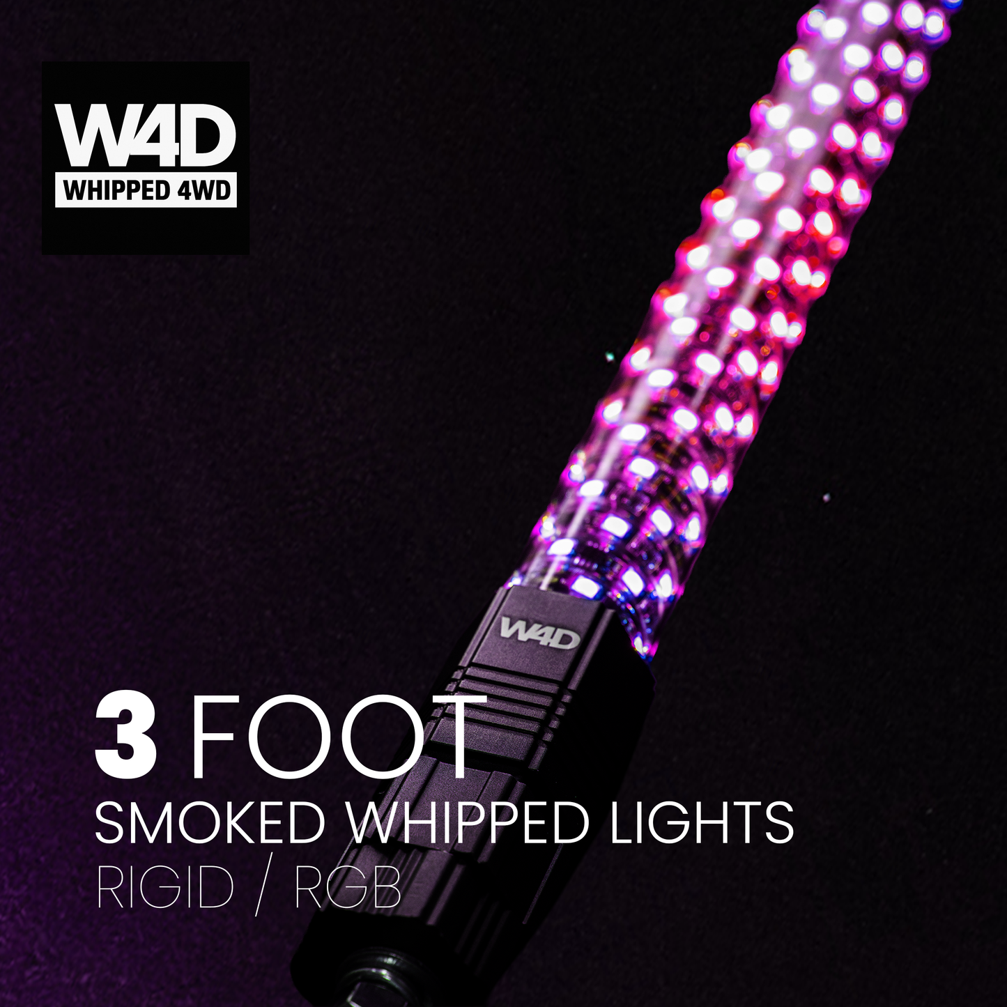 3FT SMOKED LED RIGID RGB WHIP LIGHTS