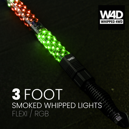 3FT SMOKED LED FLEXI RGB WHIP LIGHTS