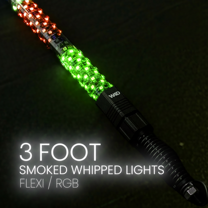 Pair of 3ft smoked RGB whip lights included in the Full Rig Kit