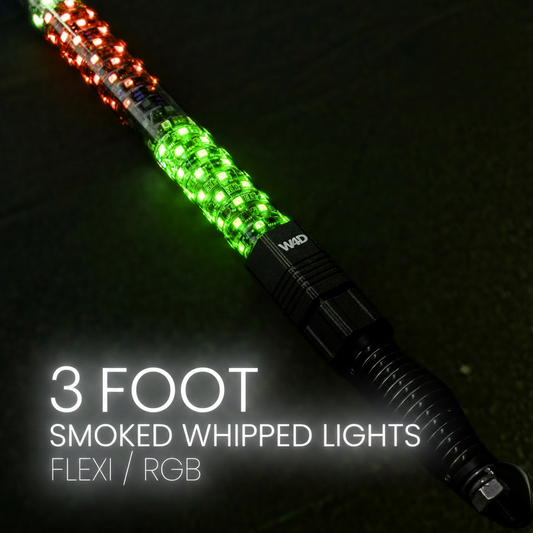 Pair of 3ft smoked RGB whip lights included in the Full Rig Kit