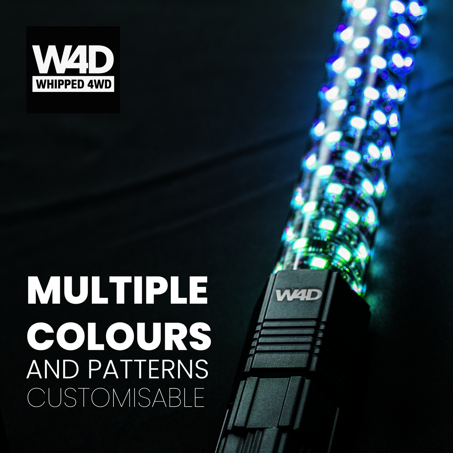 2FT SMOKED LED RIGID RGB WHIP LIGHTS