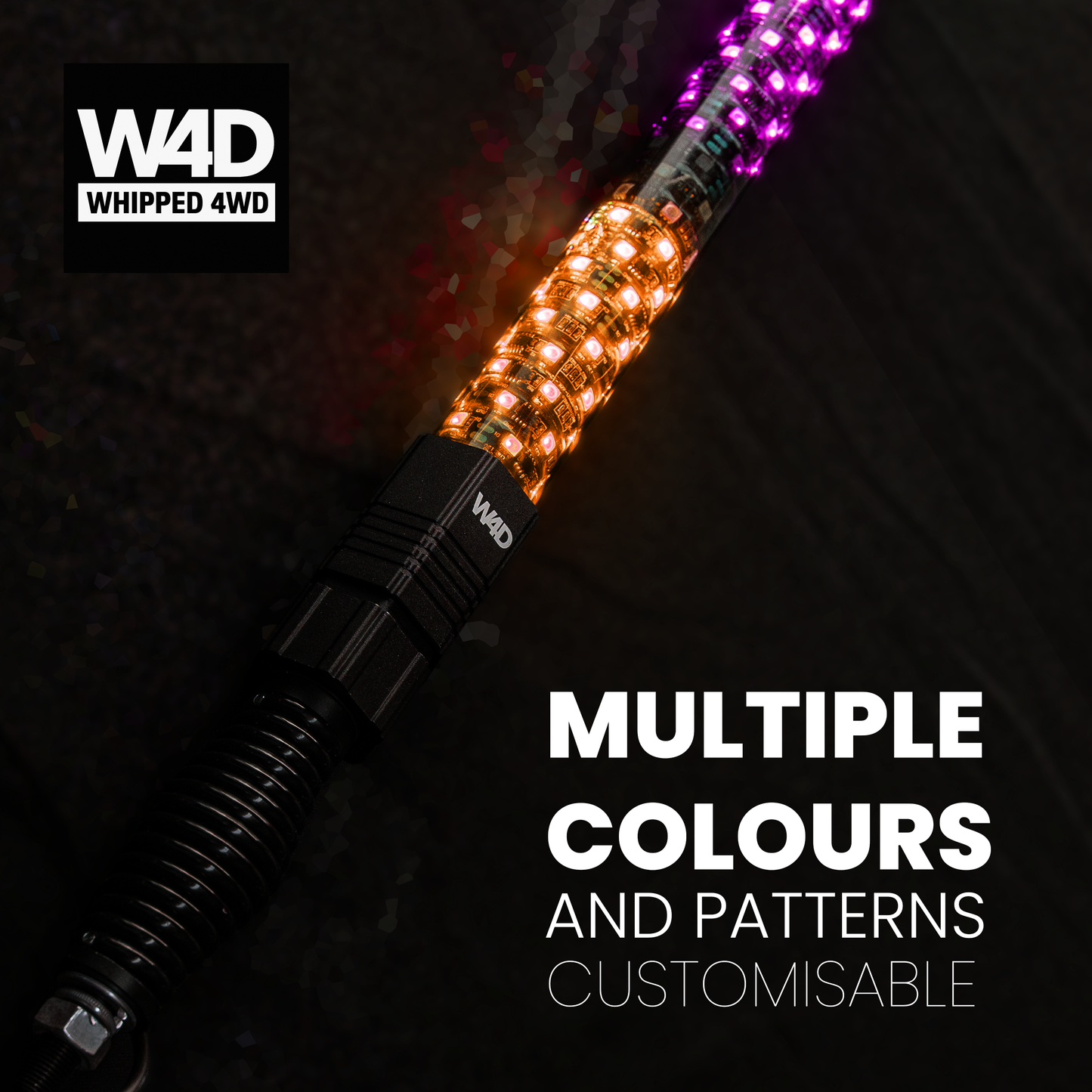 4FT SMOKED LED FLEXI RGB WHIP LIGHTS